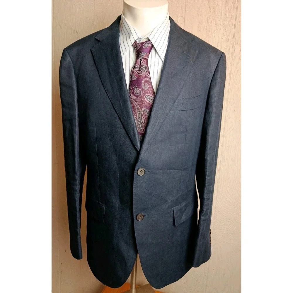Suitsupply Napoli Suit Mens 40 Navy Baird Mcnutt Linen Brescia Pants 33X29